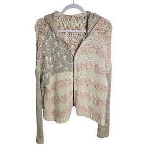 Free People Star Spangled American Flag Cardigan Sweater Oversized Boho Medium
